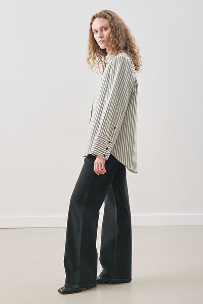 Manuka Oversized Striped Shirt Black Strip