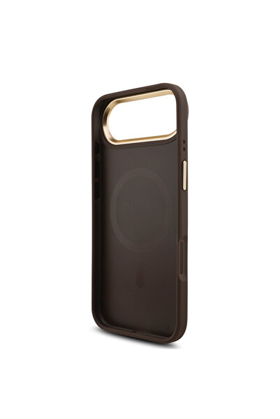 Guess iPhone 17 Air Compatible Case Licensed M-Safeli 4g Metal Big Logo Card Holder Cover Brown