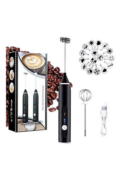 XIUWOO 3-Piece Electric Milk Frother And Whisk Set - Black/Silver