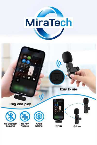 Universal K9 Kablosuz Yaka Mikrofonu | iPhone & Type-C Uyumlu | Röportaj, Can...