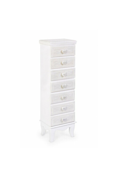 Bizzotto Charlene 7-drawer chest in patinated white wood 29 x 21 x 99 cm