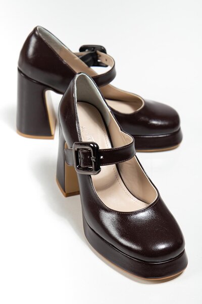 ALTIN TOPUK Women's Brown Heeled Platform Shoes