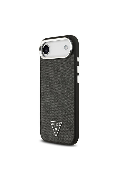 Guess iPhone 17 Air Case Licensed M-Safeli Silver with Camera Frame Triangle Logo 4g Patterned Black
