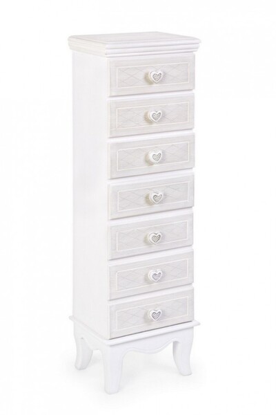 Bizzotto Charlene 7-drawer chest in patinated white wood 29 x 21 x 99 cm