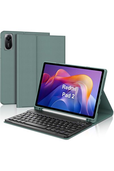 m.tk moveteck Xiaomi Redmi Pad 2 Compatible Tablet Case with Keyboard Wireless Bluetooth Pen Compartment Q Tablet Case