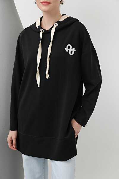 Modamorfo Women's Embroidered Detail Herringbone Hooded Tunic - 25S-10615Tun