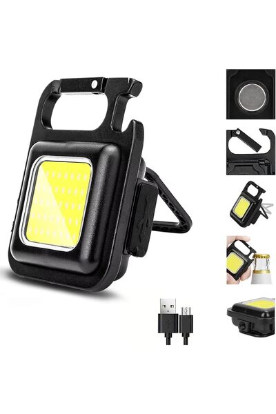 ToolHouse Mini Handheld Flashlight - COB Keychain Work Light, 4 Modes, 500mAh Rechargeable