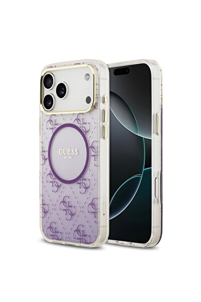 Guess غطاء متوافق مع هاتف iPhone 17 Pro Max، مرخص من M-safe، غطاء سيليكون فضي...