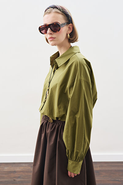 Manuka Crop Balon Form Shirt Oil Green