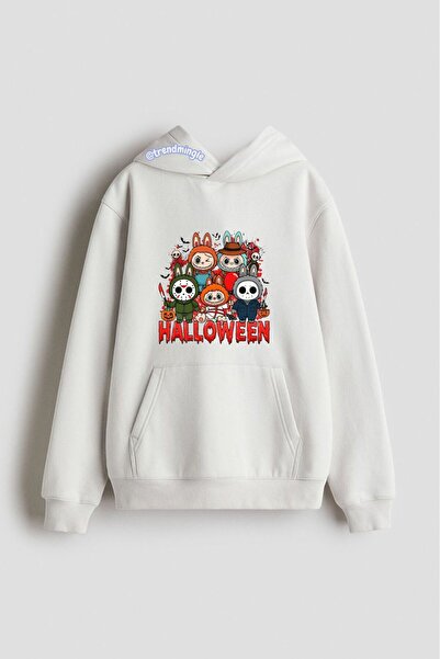 DEEFWEAR White Labubu Halloween Series Printed Oversized Hoodie Unisex Sweatshirt-Trendmingle