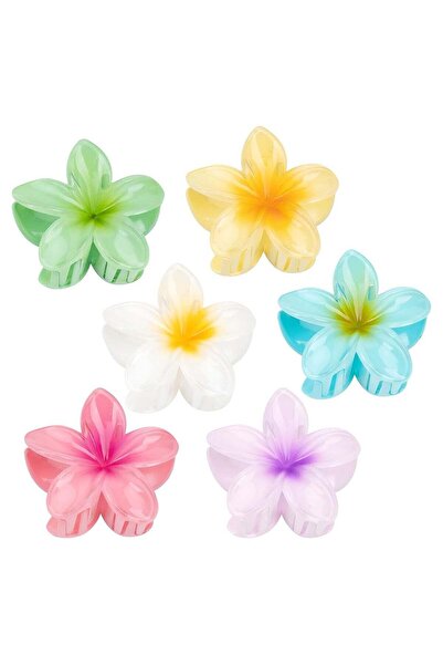 Sky Shine Hawaiian Plumeria Flower Hair Claw Clips - 6 PCS