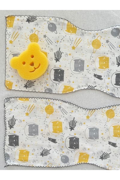 MASALBABY 2-Pack 100% Cotton Organic Colored Muslin Baby Shoulder Cover / Shoulder Diaper Wipes / Bath Sponge Gift