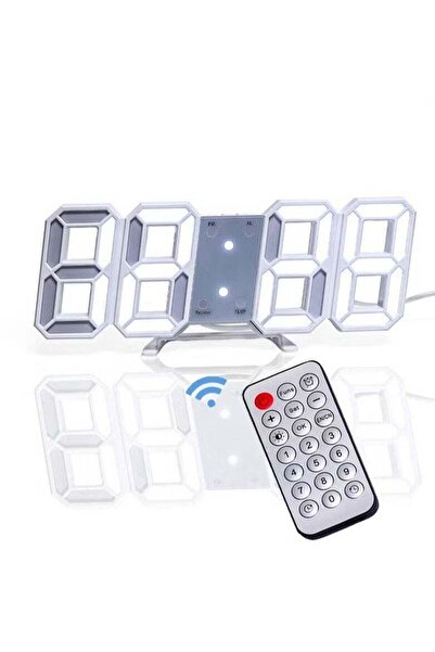 Primo Plus 3D Wireless Remote Digital LED Alarm Clock - White