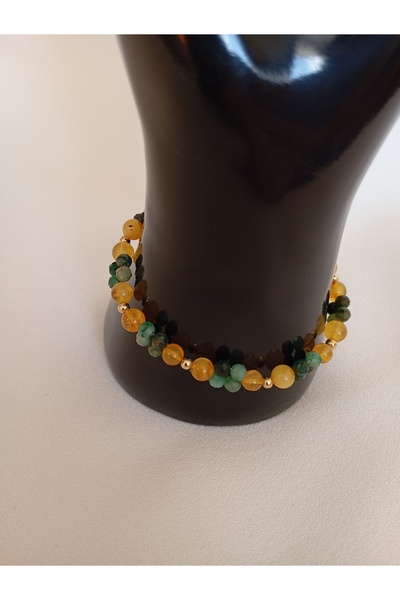 OEM Amber and Emerald Bracelet, 4mm Beads