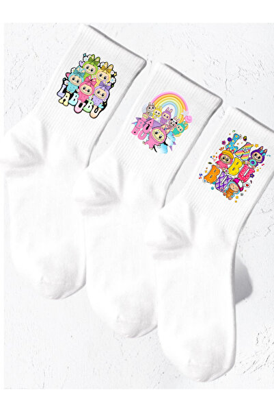 Tubinyoo جوارب مدرسية بيضاء من لابوبو مطبوع