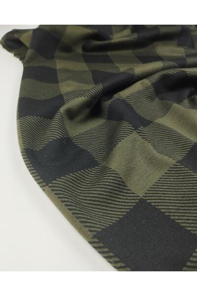 Kumaş Parça Зелено-чорна картата трикотажна тканина Ширина: 160 см