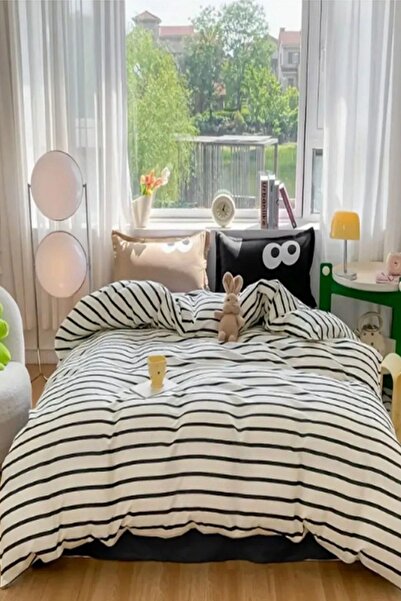 Comfort Craft Set de lenjerie de pat dublu, cu model Smile, ușor de călcat, n...