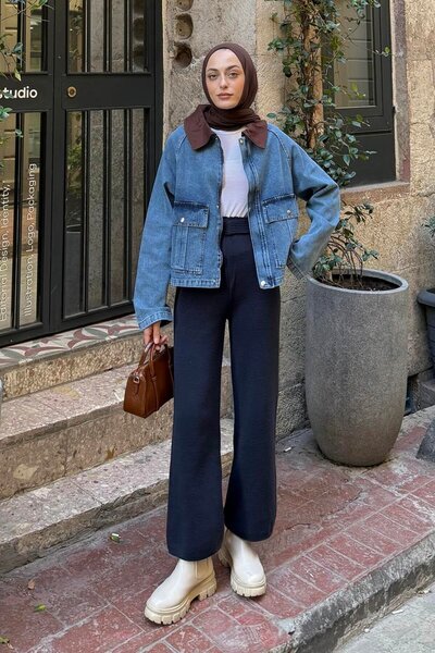 lamelif Τζιν μπουφάν με κουμπώματα Bitter Brown