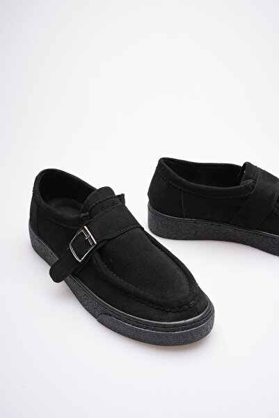 Mubiano Дамски суедени мокасини с катарама, черни Corven