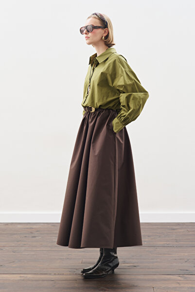 Manuka Crop Balon Form Shirt Oil Green