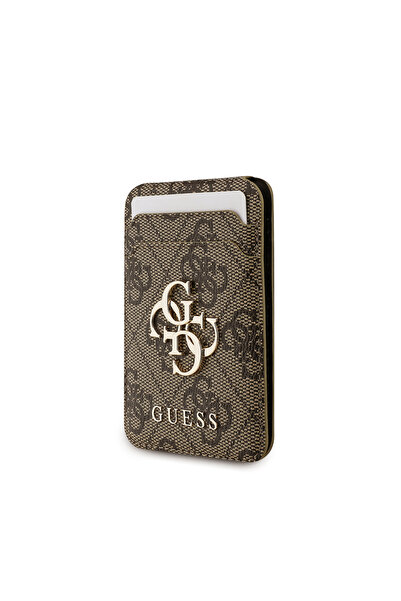 Guess iPhone 17 Compatible Case Licensed M-Safeli 4g Metal Large Logo Card Holder Cover Brown