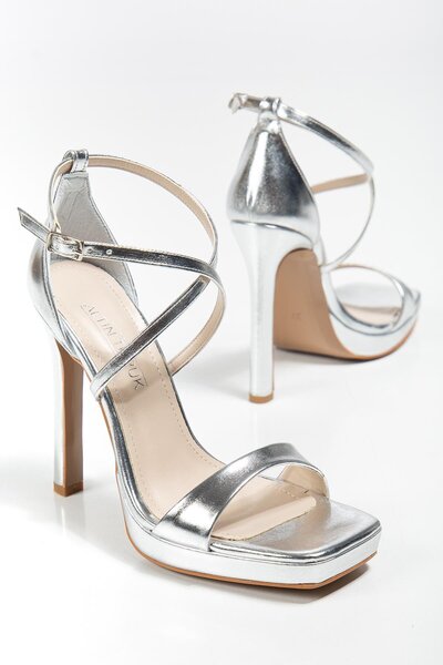 ALTIN TOPUK Women's Silver Platform Heeled Shoes