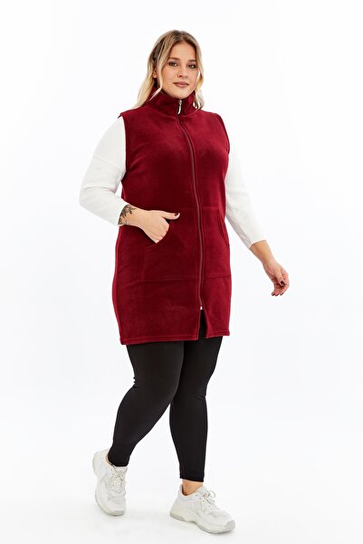 Nehir tekstil Mock Neck Kangaroo Pocket Solid Color Unisex Long Fleece Vest