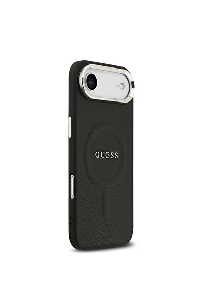 Guess iPhone 17 Air Compatible Case Licensed M-Safe Featured Classic Text Logo Pu Leather Cover Black