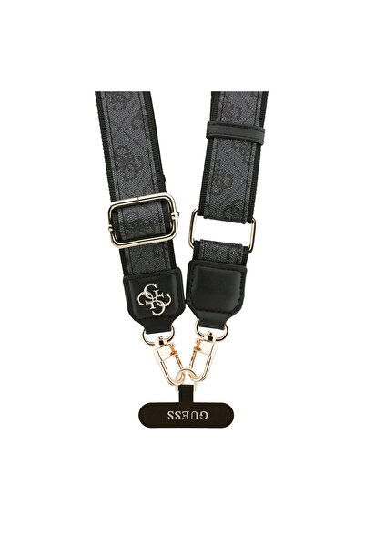 Guess Original Licensed 4g Pattern and Metal Logo Cross Body Phone Strap Lanyard 150cm Black