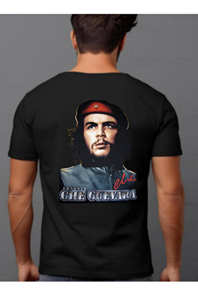 TİMİSİVA Μπλουζάκι Unisex oversized GUEVARA55 με τύπωμα με κοντό μανίκι ΜΑΥΡΟ