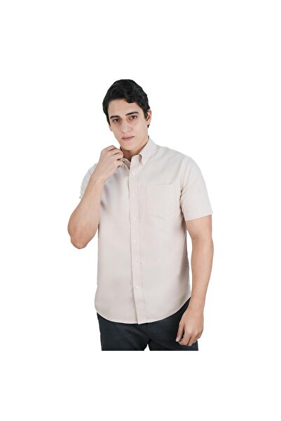 Giordano قميص أكسفورد رجالي من القطن بأكمام قصيرة مقاوم للتجاعيد