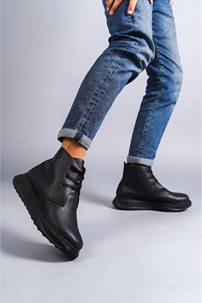 Lucy Shoes Slw204 Franca Lace-Up Skin Men's Sports Boots St - Black