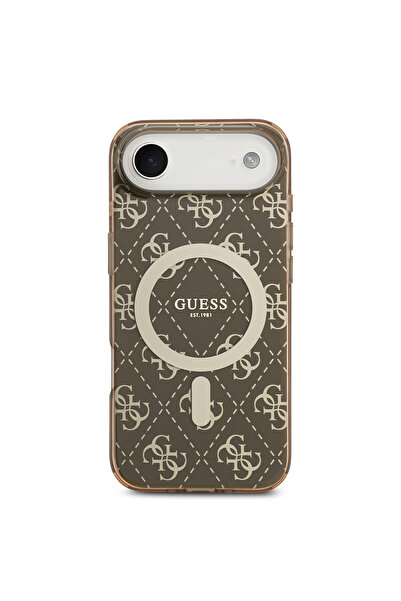 Guess iPhone 17 Air Compatible Case Licensed M-Safeli Iml Printed Classic Logo 4g Patterned Brown