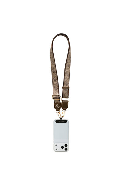 Guess Original Licensed 4g Pattern and Metal Logo Cross Body Phone Strap Lanyard 150cm Brown