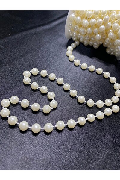 Massaltay Cream Color Pearl Ribbon 8mm – Accessory and Hobby Decoration 4 Meters