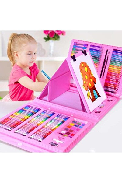 Generic مجموعة رسم فنية مكونة من 208 قطعة باللون الوردي/الأزرق