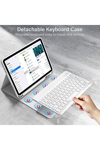 m.tk moveteck iPad 11Th Generation A16 2025 / 10Th Generation 10.9 Compatible Tablet Case with Keyboard Wireless Bluetooth Pen Compartment