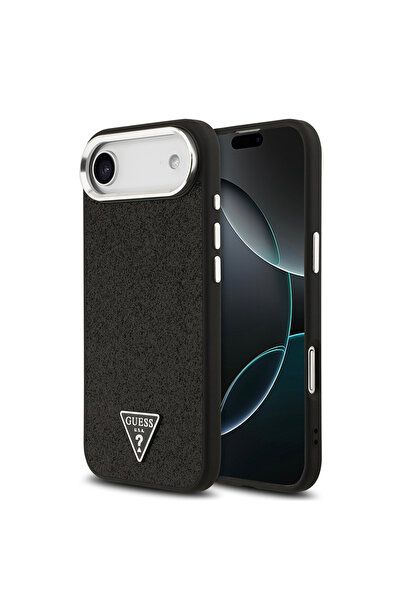 Guess iPhone 17 Air Compatible Case Licensed M-Safeli Metal Camera Frame Triangle Logo Glitter Black