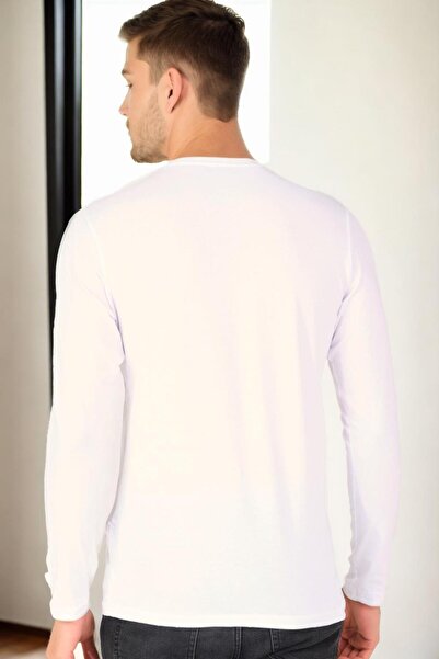 Dewberry T9588 Circular Neck Long Sleeve T-Shirt-White