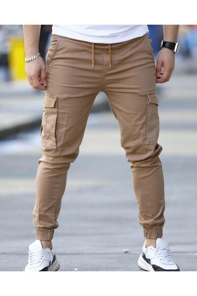 SERAZAT Cargo Pocket Pack Trousers Cotton Stretch Fabric Stretchy Cargo Pants