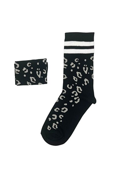 FENRA STUDIO Women's Cotton Leopard Printed Black Circular Daily Socks