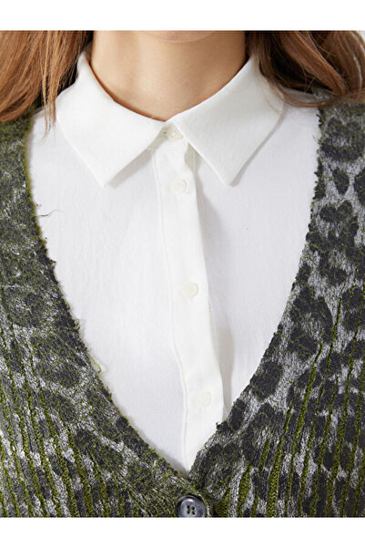 LC Waikiki V-Neck Patterned Women's Knitwear Cardigan