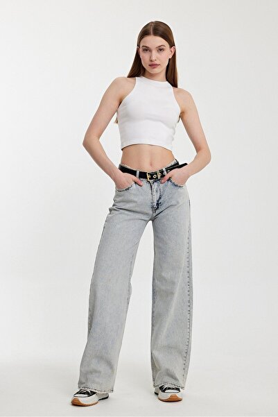 What's Up Pantaloni de blugi pentru femei WhatsUp cu talie joasă - albastru