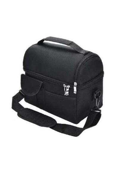 Generic حقيبة غداء معزولة كبيرة السعة للحفاظ على الدفء، لون أسود