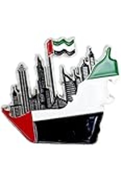 Generic ملصق معدني لشعار الاتحاد وخريطة علم الإمارات العربية المتحدة، ثلاثي الأبعاد، 3 سم