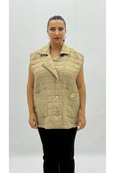 Darkmen Plus Size Quilted Buttoned Pocket Zipper Detailed Viscose Oversized W...