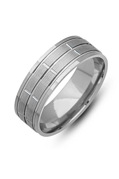 Gumush Hk Gümüş Alyans Çizgi Desenli Rodyum |Gümüş Takı Hediyelik Ürünler