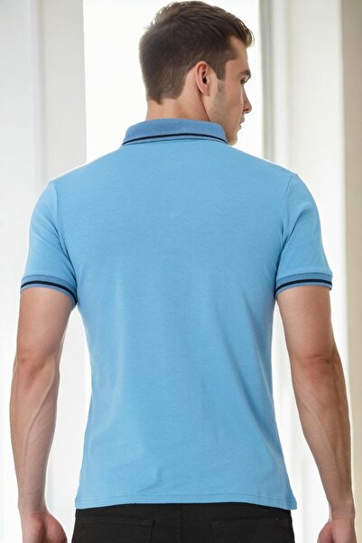 Dewberry T9586 Men's Polo Neck T-Shirt-Indigo