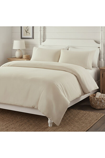 Brava Casa Pure Comfort Double Bed Linen, 6 Pieces, Fine, Immaculate Beige, Minimalist, BravaCasa