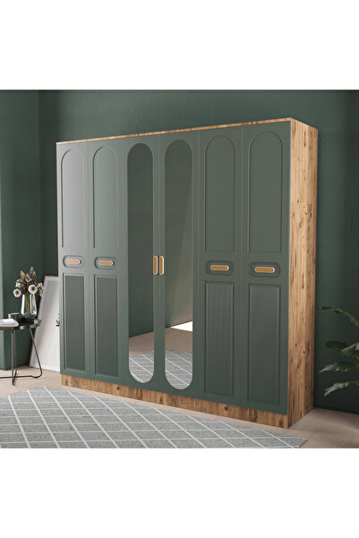 Teen & Bright PERA 6 KAPAKLI EKO BAZALI GARDIROP - MDF KAPAK